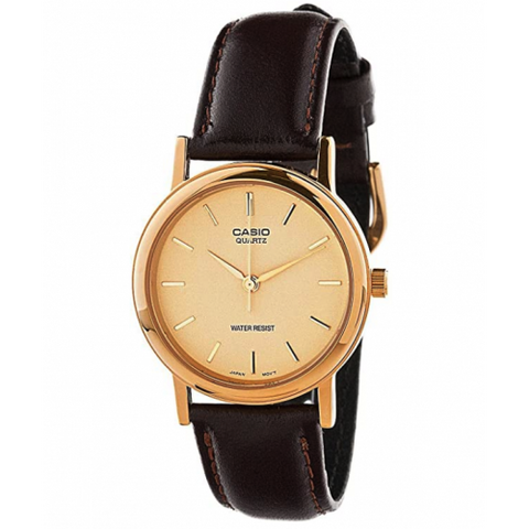 Casio Analog Leather Strap Watch / Brown Gold (MTP-1095Q-9A)