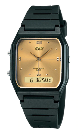 CASIO Black with Golden Watch ( AW-48HE-9AV)