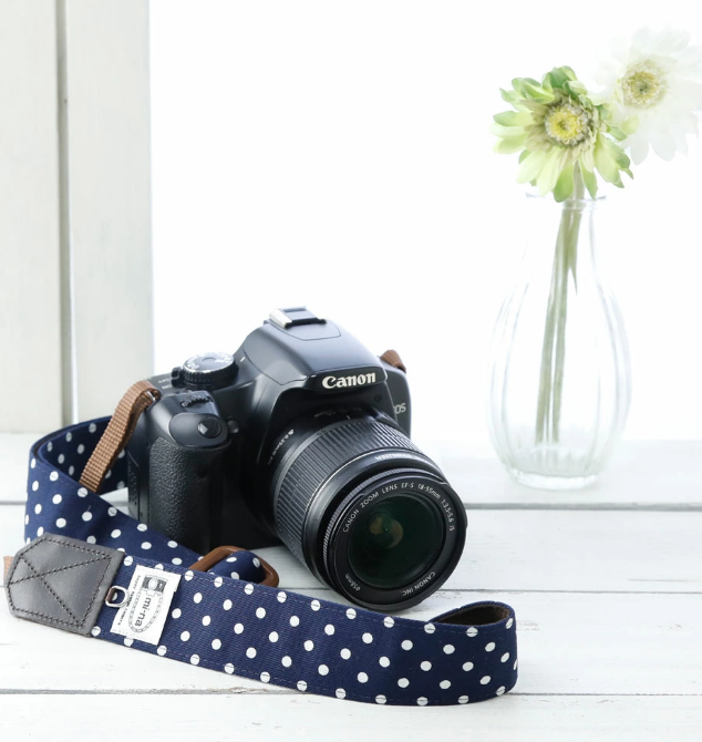 Mi-na Camera Strap Blue Dots